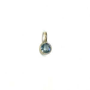 Round Blue Sapphire Pendant Charm in solid 14k Yellow Gold